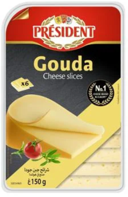 Сир твердий President Гауда нарізаний 48% 150г